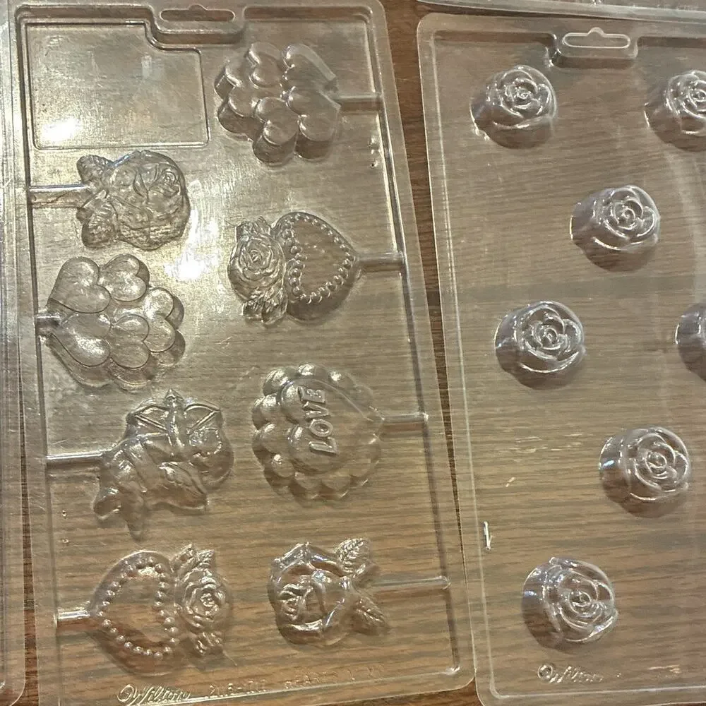 Vintage Wilton Chocolate/Candy Mold Clear Plastic Variety Lot Baking Soap DIY